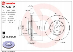 BREMBO 09.B494.11 Tarcza hamulcowa