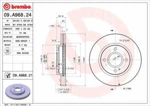 BREMBO 09.A968.21 Tarcza hamulcowa