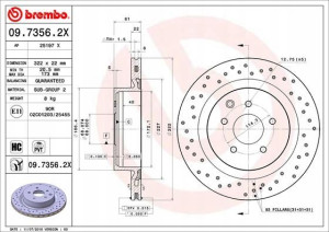 BREMBO 09.7356.2X Tarcza hamulcowa