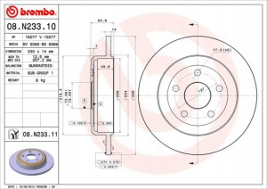 BREMBO 08.N233.11 Tarcza hamulcowa