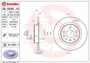 BREMBO 08.D080.11 Tarcza hamulcowa