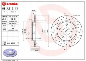 BREMBO 08.A912.1X Tarcza hamulcowa