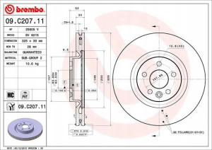BREMBO 09.C207.11 Tarcza hamulcowa