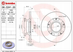 BREMBO 08.C241.20 Tarcza hamulcowa