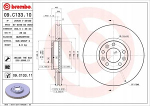 BREMBO 09.C133.11 Tarcza hamulcowa