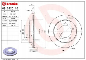 BREMBO 09.C220.10 Tarcza hamulcowa
