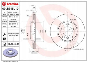 BREMBO 09.B645.11 Tarcza hamulcowa