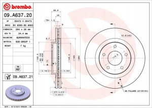 BREMBO 09.A637.21 Tarcza hamulcowa