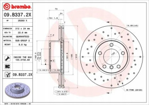 BREMBO 09.B337.2X Tarcza hamulcowa