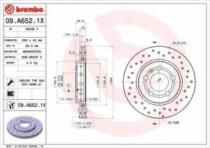 BREMBO 09.A652.1X Tarcza hamulcowa