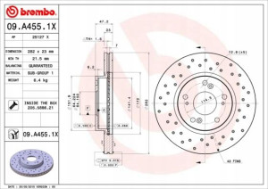 BREMBO 09.A455.1X Tarcza hamulcowa