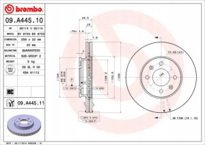 BREMBO 09.A445.11 Tarcza hamulcowa