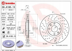 BREMBO 09.A185.1X Tarcza hamulcowa