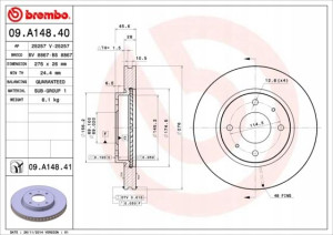 BREMBO 09.A148.41 Tarcza hamulcowa