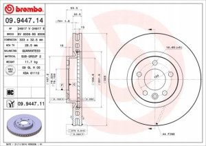 BREMBO 09.9447.11 Tarcza hamulcowa