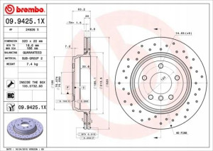 BREMBO 09.9425.1X Tarcza hamulcowa