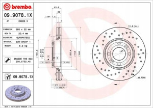 BREMBO 09.9078.1X Tarcza hamulcowa