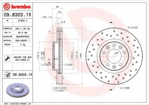BREMBO 09.8303.1X Tarcza hamulcowa