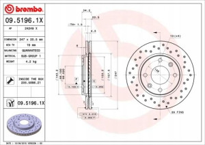 BREMBO 09.5196.1X Tarcza hamulcowa