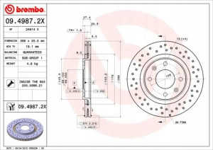 BREMBO 09.4987.2X Tarcza hamulcowa