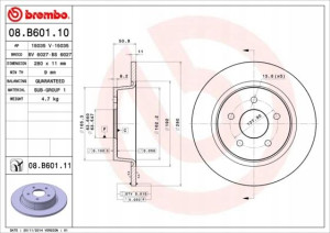 BREMBO 08.B601.11 Tarcza hamulcowa