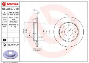 BREMBO 08.A607.11 Tarcza hamulcowa