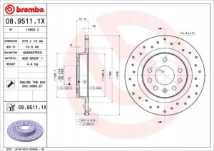 BREMBO 08.9511.1X Tarcza hamulcowa