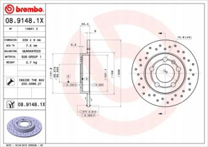 BREMBO 08.9148.1X Tarcza hamulcowa