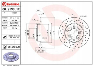BREMBO 08.9136.1X Tarcza hamulcowa
