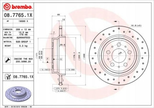 BREMBO 08.7765.1X Tarcza hamulcowa