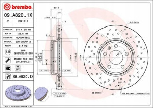 BREMBO 09.A820.1X Tarcza hamulcowa