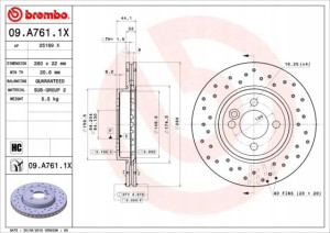 BREMBO 09.A761.1X Tarcza hamulcowa