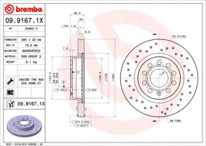 BREMBO 09.9167.1X Tarcza hamulcowa