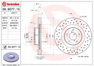 BREMBO 09.9077.1X Tarcza hamulcowa