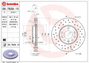 BREMBO 09.7629.1X Tarcza hamulcowa