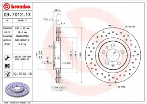 BREMBO 09.7012.1X Tarcza hamulcowa