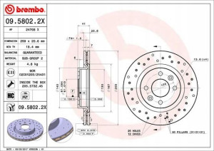 BREMBO 09.5802.2X Tarcza hamulcowa