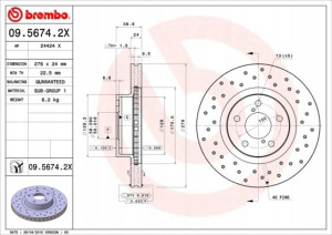 BREMBO 09.5674.2X Tarcza hamulcowa