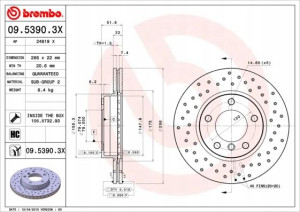 BREMBO 09.5390.3X Tarcza hamulcowa