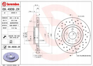 BREMBO 09.4939.2X Tarcza hamulcowa