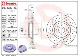 BREMBO 09.4939.1X Tarcza hamulcowa