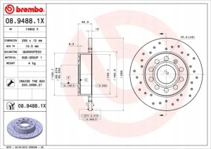 BREMBO 08.9488.1X Tarcza hamulcowa