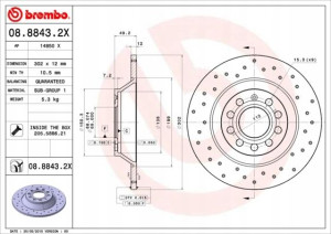BREMBO 08.8843.2X Tarcza hamulcowa