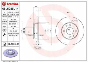 BREMBO 08.5085.11 Tarcza hamulcowa