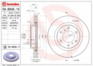 BREMBO 09.B636.11 Tarcza hamulcowa