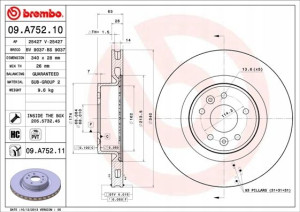 BREMBO 09.A752.11 Tarcza hamulcowa