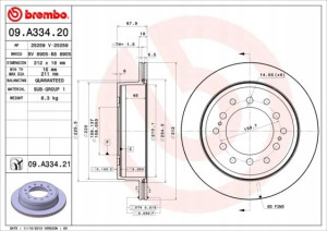 BREMBO 09.A334.21 Tarcza hamulcowa