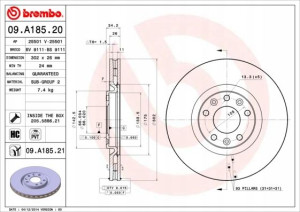 BREMBO 09.A185.21 Tarcza hamulcowa