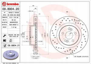 BREMBO 09.8904.21 Tarcza hamulcowa