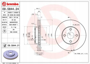 BREMBO 09.5844.21 Tarcza hamulcowa